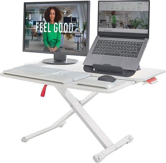 Leitz Ergo Cosy Standing & Sitting Adjustable Desk Converter With Sliding Tray - 65320085