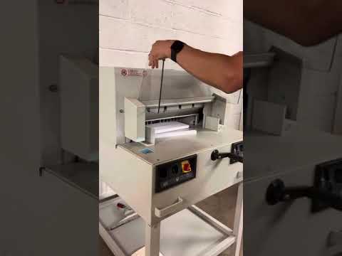 Load and play video in Gallery viewer, Pre-owned IDEAL 4850-95 Guillotine With Automatic Clamp &amp; Electric Blade
